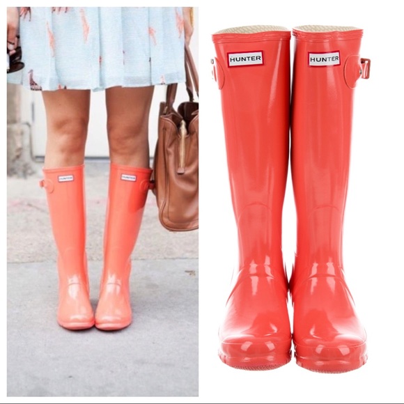 Hunter Shoes - 🆕Authentic Hunter Orange Knee-High Rain Boots 7